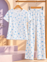 Women’s Floral Print Pajama Set – 2 Pcs Cotton-Style Night Suit & Loungewear Combo