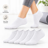 6 Pairs Socks Women,Soft Cotton Ankle Socks Breathable Wicking White Color