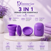 Purple 3-in-1 Period Care Essentials Kit – Menstrual Disc, Collapsible Cup & Storage Case | Medical Grade Silicone