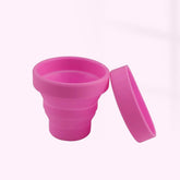 Pink Collapsible Menstrual Cup Sterilizer Cup | Reusable Silicone Sterilization & Cleaning Cup