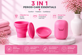Pink 3-in-1 Period Care Essentials Kit – Menstrual Disc, Collapsible Cup & Storage Case | Medical Grade Silicone