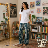 Women’s Wave Print Pajama Set – 2 Pcs Night Suit & Loungewear Combo