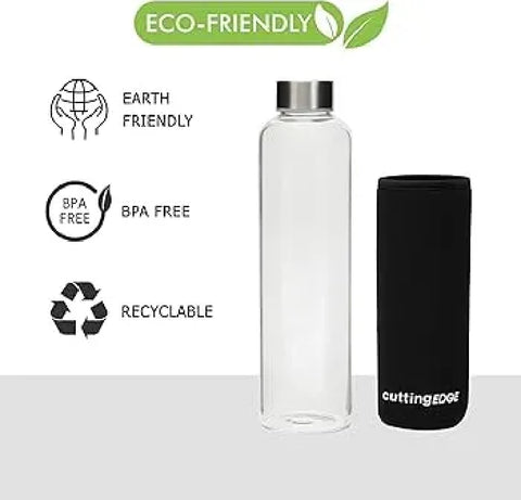 Glass Water Bottle Hydrate in Style with 850ml Borosilicate with Cover