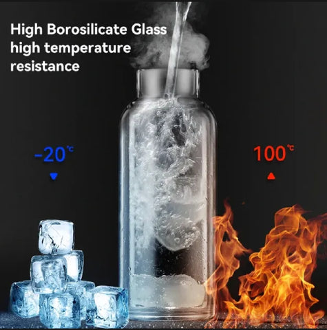 Glass Water Bottle Hydrate in Style with 850ml Borosilicate with Cover