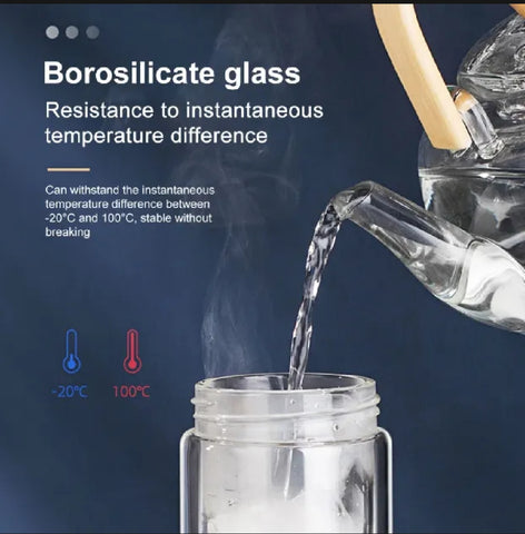 Glass Water Bottle Hydrate in Style with 850ml Borosilicate with Cover