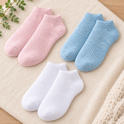 Comfy Walk Ankle Socks Plain Color Pack of 3 Pairs