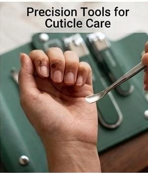 Green Manicure Set for Women – 9-Piece Stainless Steel Nail Care Kit with Travel Case
