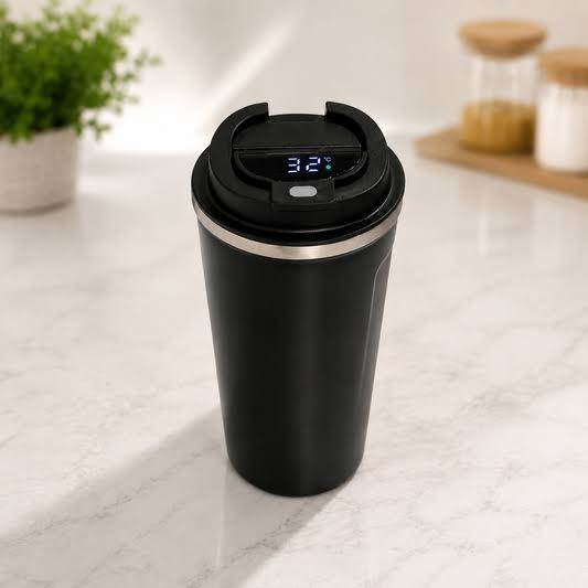 Smart Coffee Travel Mug with Digital Temperature Display Black Color