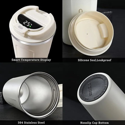 Smart Coffee Travel Mug with Digital Temperature Display Black Color