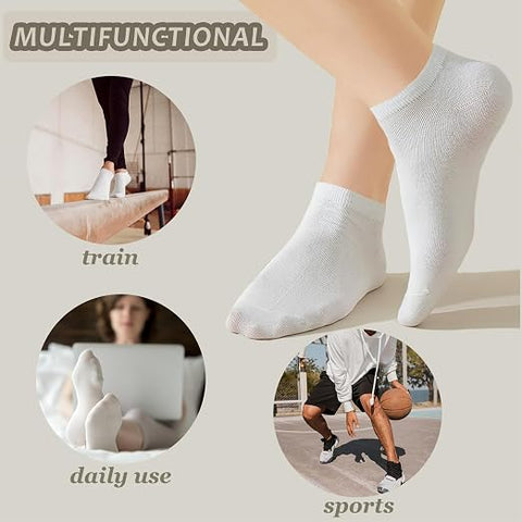 6 Pairs Socks Women,Soft Cotton Ankle Socks Breathable Wicking White Color