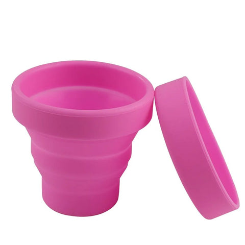 Pink Collapsible Menstrual Cup Sterilizer Cup | Reusable Silicone Sterilization & Cleaning Cup