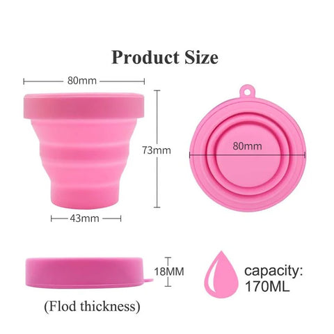 Pink Collapsible Menstrual Cup Sterilizer Cup | Reusable Silicone Sterilization & Cleaning Cup