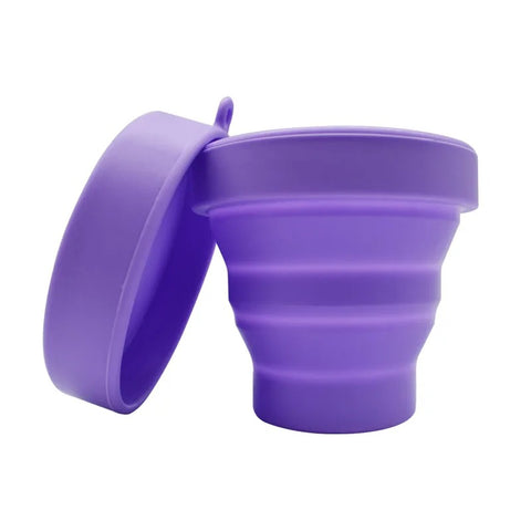 Purple Collapsible Menstrual Cup Sterilizer Cup | Reusable Silicone Sterilization & Cleaning Cup