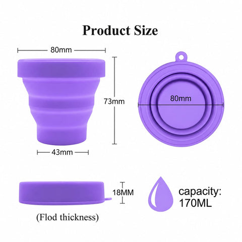 Purple 4-in-1 Menstrual Cup Kit - Medical Grade Silicone Reusable Period Cup with Sterilizing Cup, Storage Case & Satin Pouch