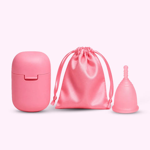 Pink Menstrual Cup Care Kit | Reusable Medical Grade Silicone Menstrual Cup with Sterilization Box & Storage Pouch