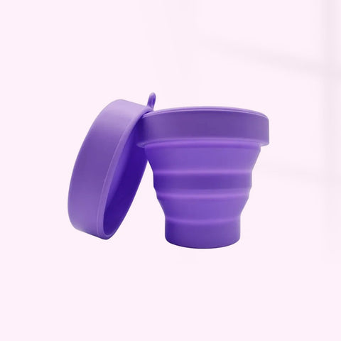 Purple Collapsible Menstrual Cup Sterilizer Cup | Reusable Silicone Sterilization & Cleaning Cup