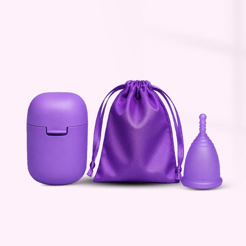 Purple Menstrual Cup Care Kit | Reusable Medical Grade Silicone Menstrual Cup with Sterilization Box & Storage Pouch