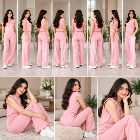 Women’s Cotton Jersey Co-Ord Set – Comfortable 2-Piece Lounge & Casual Wear