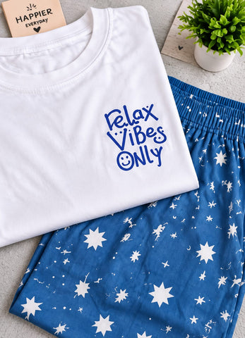 Women’s Relax Vibes T Shirt &  Pajama Set | Star Print Sleepwear Set
